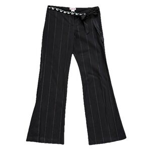 Vintage Y2K Low Rise Pinstripe Flare Pants Womens Small Sequin Preppy Twee